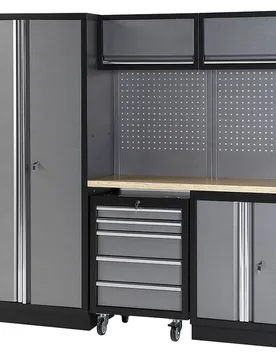 Conjunto De Taller De 3 Módulos Con Superficie De Trabajo De Madera - Alyco - FashionsVida