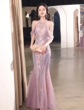 A halter-neck ethereal light luxury niche high-end custom dress for hosting banquets and toasting - Aliexpress - FashionsVida