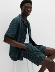 Linen Blend Chino Shorts Navy Stripe male