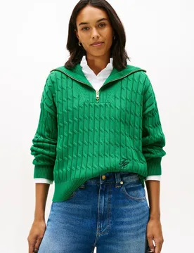 Jersey de mujer de punto de ochos con media cremallera - Tommy Hilfiger - FashionsVida