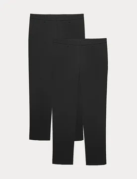 Pack Slim Fit Stretch Smart Trousers Black male - M&S - FashionsVida
