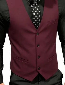 Chaleco casual estilo coreano para hombres, diseño de unicolor con ajuste slim y cuatro botones, chaleco con cuello de traje M - Shein - FashionsVida