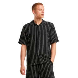 Camicia A Maniche Corte Crinkle Resort Black / Off White 4XL
