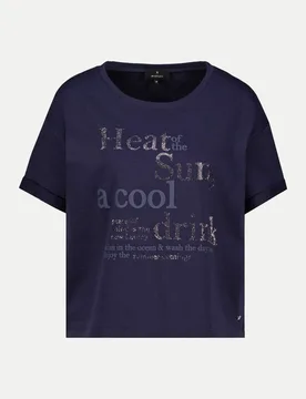 Kurzarm Sweatshirt mit Schriftzug Blau 36 - monari - FashionsVida