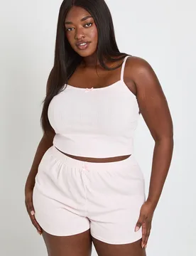 Womens Plus Pointelle Cami Pyjama Top - Light Pink - Boohoo - FashionsVida