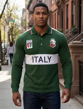 Men's Green 100% Cotton Long Sleeve Polo Shirt Full-Collar Tee with Italy Embroidery Casual Sports Clothing - Aliexpress - FashionsVida