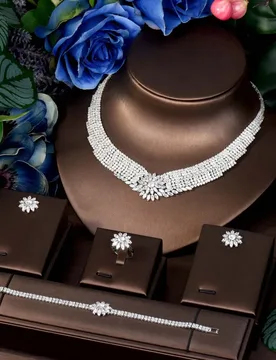 HIBRIDE Exquisite Burst Jewellery Festive Costume Accessories Necklace Earrings Bracelet Set Women's Party Wedding Bridal S-535 - Aliexpress - FashionsVida