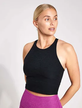 Spacedye Refocus Racer Back Yoga Crop Top Black female - Beyond Yoga - FashionsVida