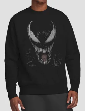 Unisex Venom Brock Large Face Sweatshirt, Black Size: XL - Black - Size: XL - Marvel - FashionsVida
