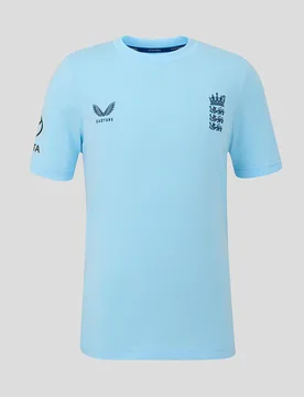 England Cricket Junior 26/27 Off Pitch T-shirt BLUE JXS Unisex - Castore - FashionsVida