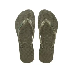 Womens Metallic Green Logo Slim Flip Flop - Female - Green - BR 35 36