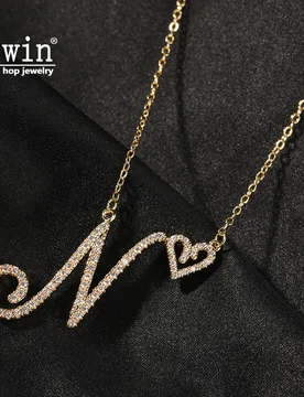 UWIN Mini Heart on Cursive Letter A-Z Name Pendant Iced Out CZ Pendant Charm Choker Necklace Hiphop Jewelry For Gift - Aliexpress - FashionsVida