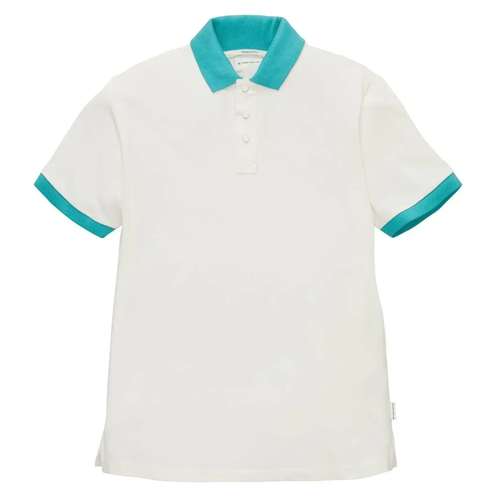 Polo A Maniche Corte Piqué Wool White 164 cm - Tom tailor - FashionsVida