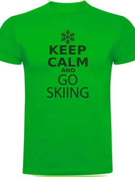 T-shirt à Manches Courtes Keep Calm And Go Skiing Green L - Kruskis - FashionsVida