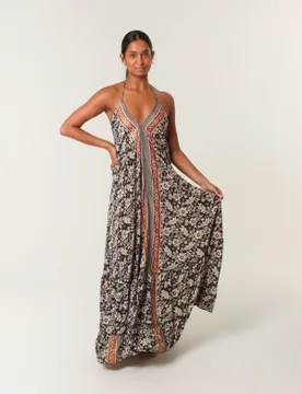 Halter Neck Tiered Dress - S/M / MULTI - female - Blue Vanilla - FashionsVida