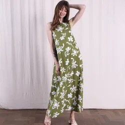 Cotton Poplin Flower Print Dress - Verdant