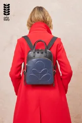 Womens Black Emilia Petite Backpack - Embossed Stem - One Size