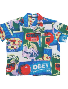 Camicia Manica Corta Uomo Fruit Cans Woven Black Multi - OBEY - FashionsVida