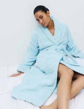 Pure Cotton Towelling Dressing Gown Light Turquoise female - M&S - FashionsVida