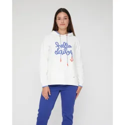 Sudadera de mujer con capucha y estampado marinero