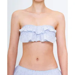 Bandeau con volantes en organza celeste de mujer