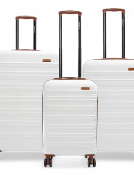 Unisex Expandable Cream White Hard Shell Abs 8 Wheel Suitcase Robust Travel Luggage Set - One Size - Infinity Leather - FashionsVida