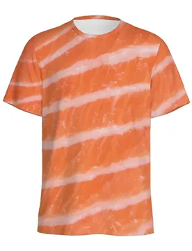 Creative 3D printed men's short sleeve T-shirt featuring fresh beef lamb and salmon patterns designed for outdoor sports - Aliexpress - FashionsVida