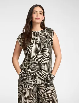 Top de mujer asimétrico estampado ajuste recto sin cierre - Elena Miró - FashionsVida