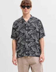 Leaf Print Shirt Black male