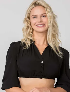 Dirndlbluse Florina (schwarz, Gr. 48) von für Damen, Oberteile, 100% Polyester - Stockerpoint - FashionsVida