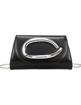 Women's Trapezoid Metal Hardware Pu Clutch Bag in Black - Black - Size: One Size - JFY - FashionsVida