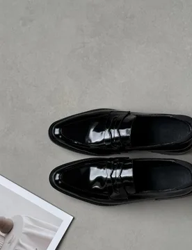 Women's Patent Leather Loafers 2026 British Style Pointed Toe Block Heel Slip-On Casual Office Black Dress Shoes For Ladies - Aliexpress - FashionsVida