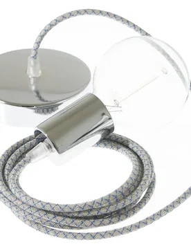 Cables Suspension Luminaire Rd65 Lozenge 2 M Steward Blue / Chrome Plated One Size - Creative - FashionsVida