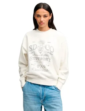 Felpa Vintage Workwear Crew Cream XS - Superdry - FashionsVida