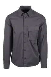 Mens Scale Long Sleeved Shirt Tornado Grey Cotton - Size X-Large