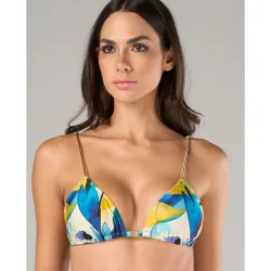 Top de bikini triángulo estampado con relleno