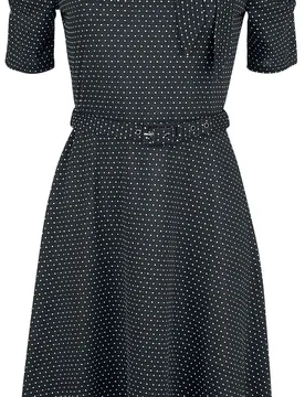 Rockabilly Kleid knielang - Posie Black Polka Dot Tie-neck Dress - M bis 4XL - für Damen - Größe L - schwarz - Frauen - female - Voodoo vixen - FashionsVida