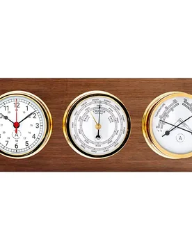 Brass Gold Atlantic Series Eg Weather Station Panel Black / Gold 95 mm unisex - Autonautic Instrumental - FashionsVida