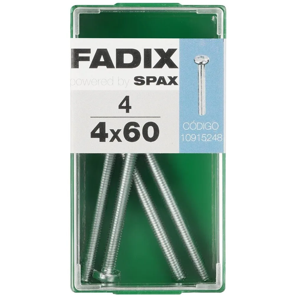 Tornillo Métrica Cabeza Redonda M4 x 60 mm - Caja 4 Uds - FADIX - FashionsVida