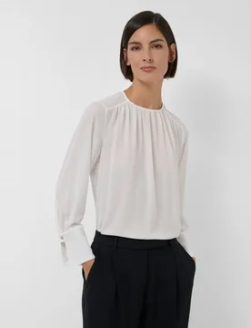 Blusa de mujer fruncida con puños acampanados - Roberto Verino - FashionsVida