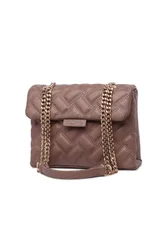 Women's Quilted Chain Shoulder Bag in Taupe - Taupe - Size: One Size