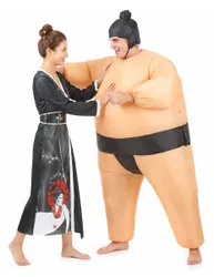Sumo und Geisha-Paarkostüm bunt