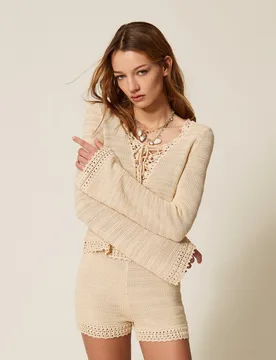 Twinset Pull avec crochet et lacets - TWINSET - FashionsVida