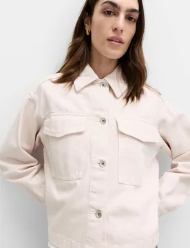 Pure Cotton Denim Shacket Pink female - M&S - FashionsVida