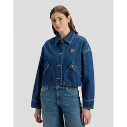 Cropped Denim Jacket Mid Dark Größe XS female