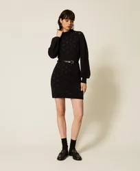 Robe courte en maille avec motif de caurs