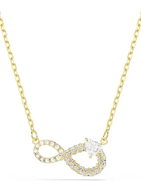 Collana Hyperbola, Taglio Heart, Pavé, Infinito, Bianca, Finitura oro 18K OS - Swarovski - FashionsVida