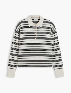 Pure Cotton Striped Collared Jumper Ecru Mix female - Tommy hilfiger - FashionsVida
