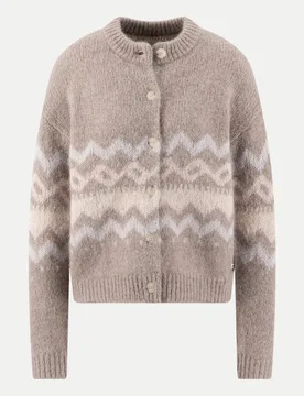 Strickjacke mit Norwegermuster Braun L - Fynch-Hatton - FashionsVida