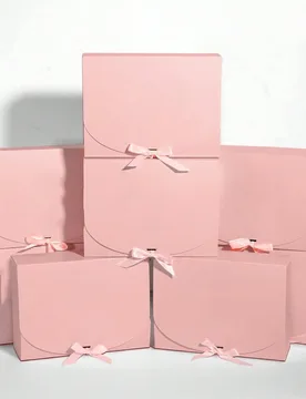 Piezas Set de Regalo en Caja, Caja de Regalo Rosa, Tamaño 27 X 19.8 X 7.9 cm, con Cinta Blanca, Adecuado para Caja de Invitación de Dama de Honor, R - Shein - FashionsVida